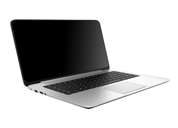 Laptop on white background