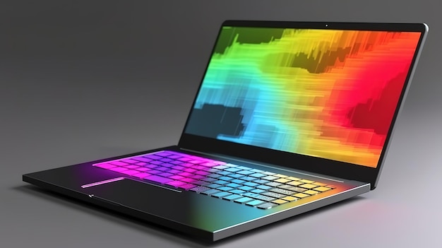 Laptop with analytical data Bright color Generative Ai