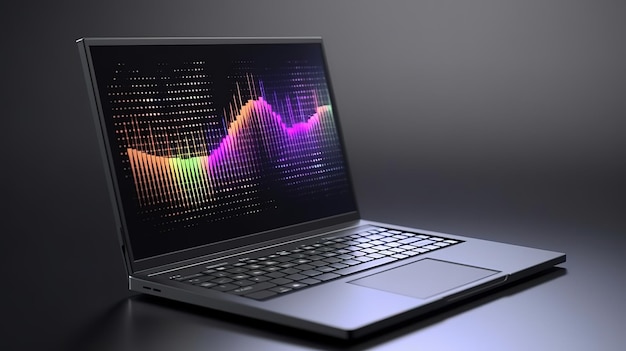 Laptop with analytical data Bright color Generative Ai
