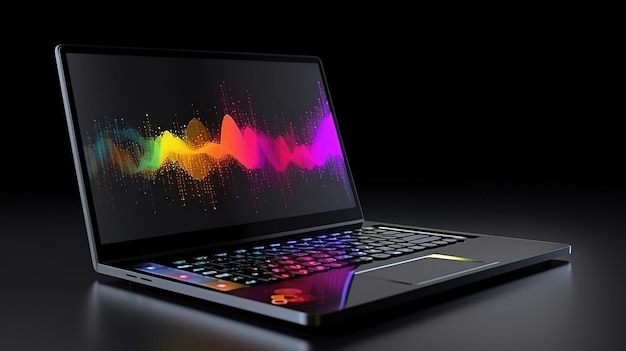 Ноутбук с аналитическими данными Яркий цвет Generative Ai