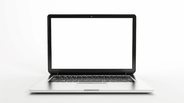 Laptop with blank screen isolated on white background