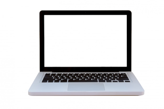 Laptop with blank screen isolated on white. 