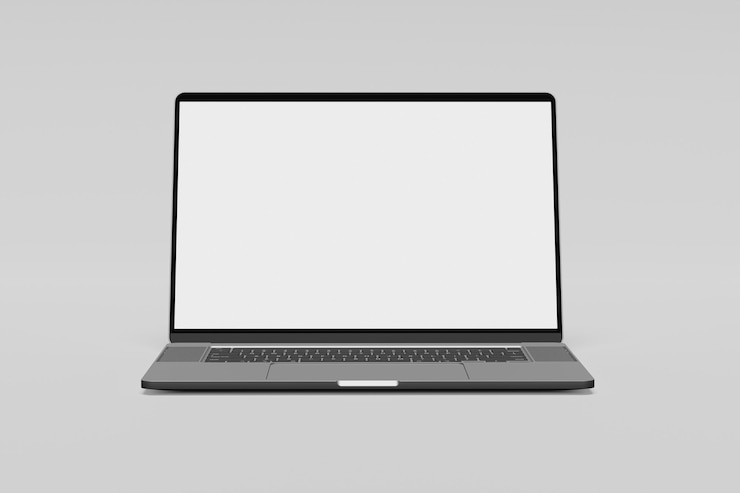 Photo 黒い画面のノートパソコンでmacbook と書かれています