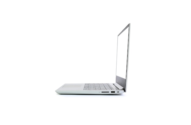 Laptop with blank white screen isolated