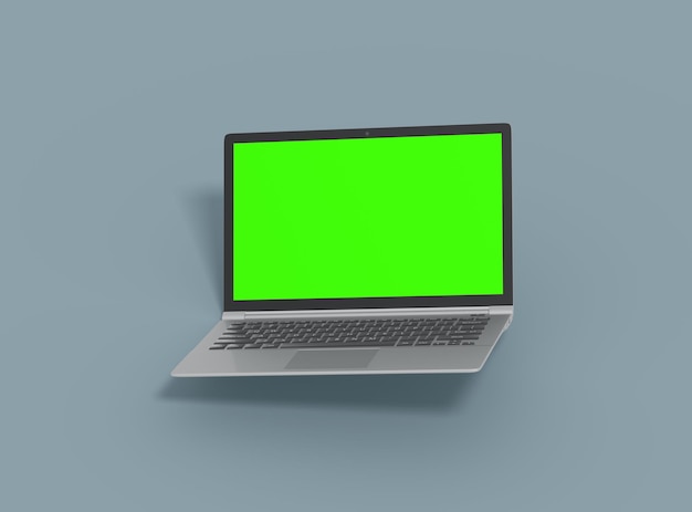 Laptop with changeable green screen for UIUX Product Showcase3D Render