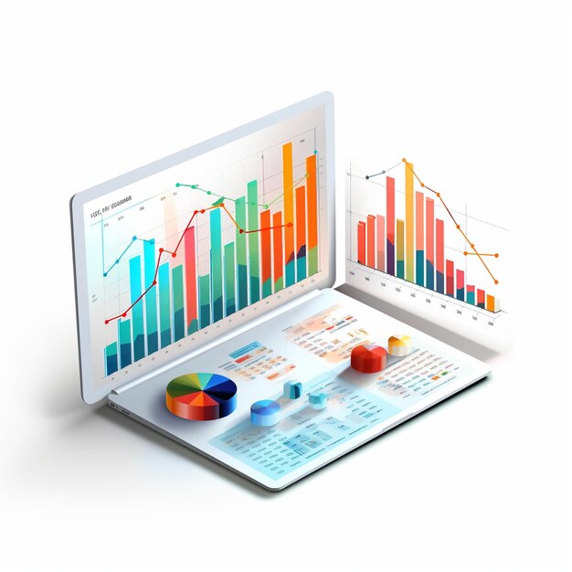 Laptop With A Chart On The Screen And A Laptop With A Graph On The Screen