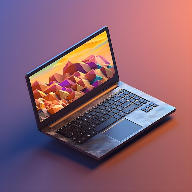 A laptop with a colorful background