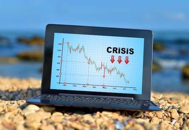 Laptop with crisis chart