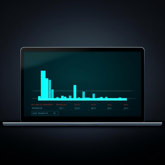 Photo a laptop with a graph on it