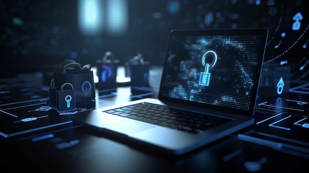 Premium AI Image | A laptop with a lock on the screen