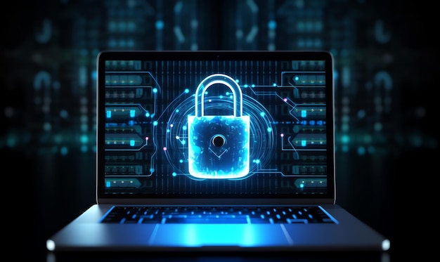 Premium Photo | A laptop with a lock on the screen