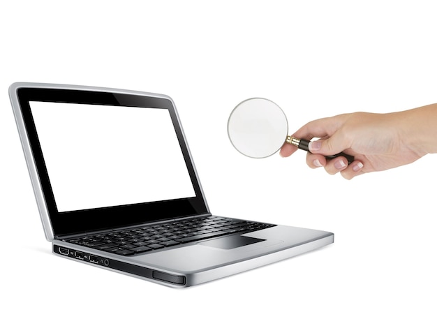 Laptop with a magnify glass