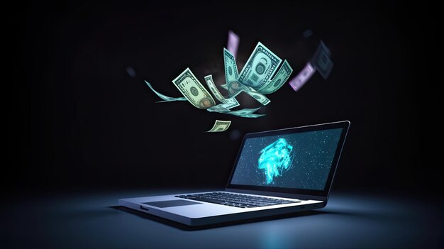 Photo laptop with money