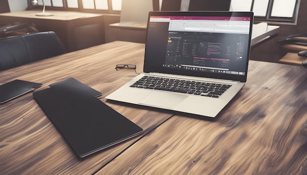 a laptop with a pen on the screen and a pen on the table