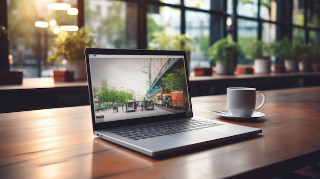 a laptop with a picture of a house on the screen