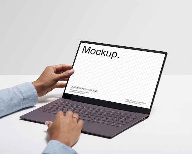 Photo laptop with screen mockup