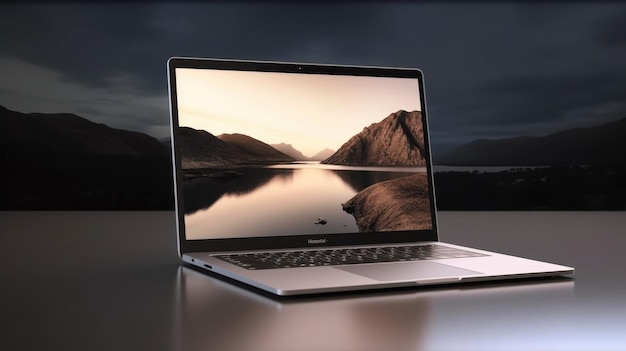 화면에 "macbook pro"라고 적힌 노트북.