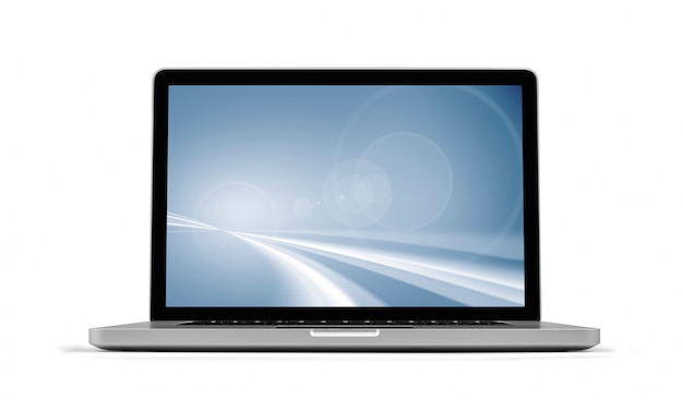 Laptop  with screensaver isolated on white