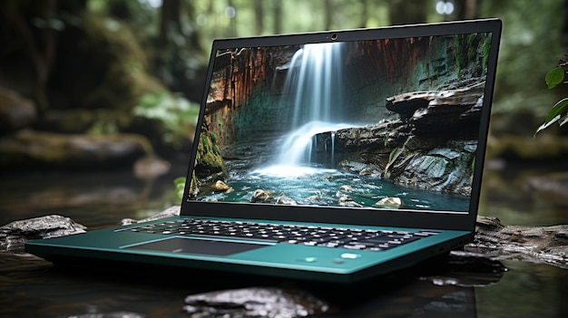 laptop with tree HD wallpaper photographic image