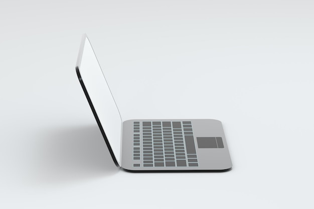 Photo laptop with white background technological concept 3d rendering