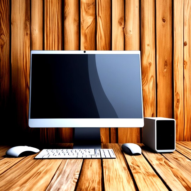 Laptop with wooden background