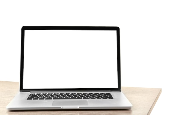 Laptop on wooden desk