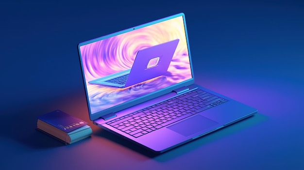 laptopon blue background information technology