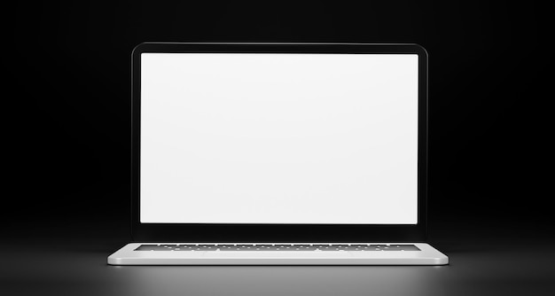 Laptops mockup met leeg wit scherm voor uw ontwerp 3d render illustratie