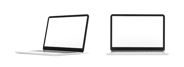 Laptops mockup with blank white screen for your design isolate on white background 3d render illustration