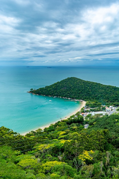 'laranjeiras' beach in the state of santa catarina vertical aerial image on a sunny day