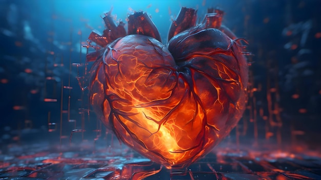 A large 3D heart with the colors of life