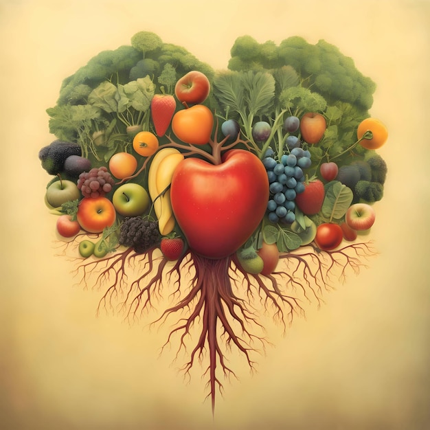 Large abstract heart in fruit concept