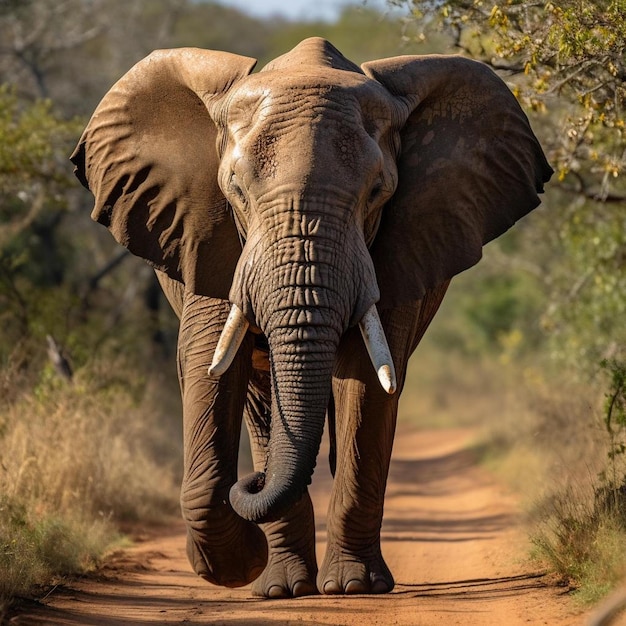 Фото Большой африканский бык-слон приближается и приближается к сафари-игровой машине land cruiser
