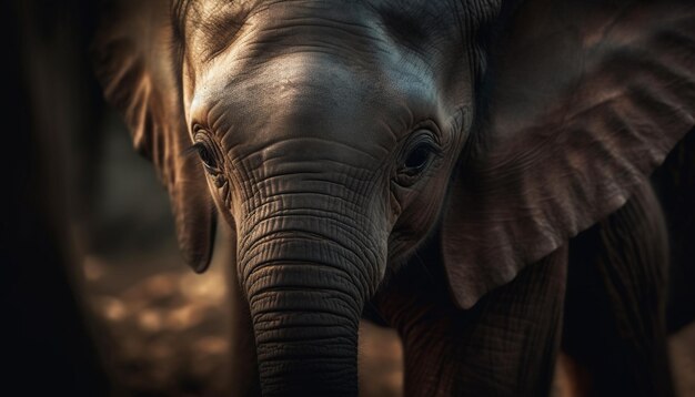 Large African elephant in wildlife reserve looking at camera generated by artificial intelligence