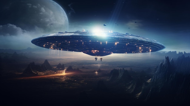 Large alien spaceship in universe alien invasion