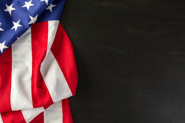 Large American Flag on the table.