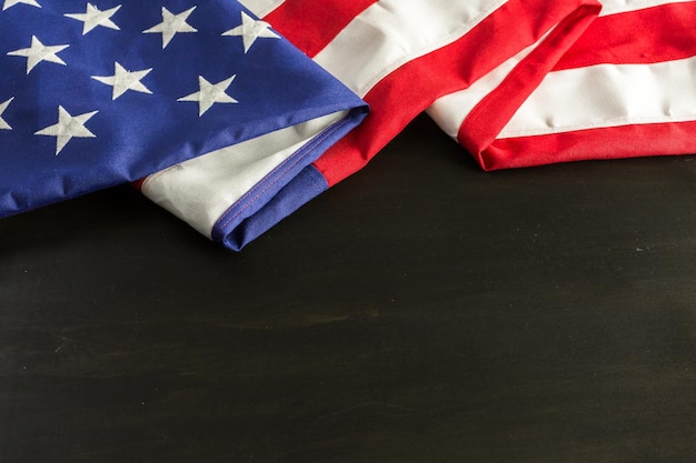 Large American Flag on the table.