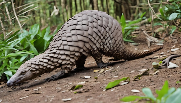 Photo a large animal with a long tail is walking on the ground