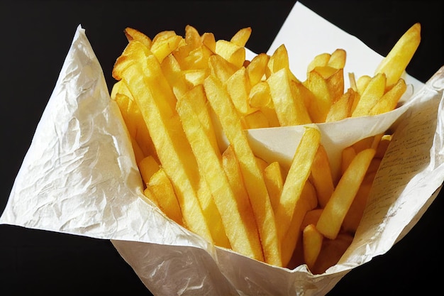 Large appetizing portion of crispy french fries for fast food