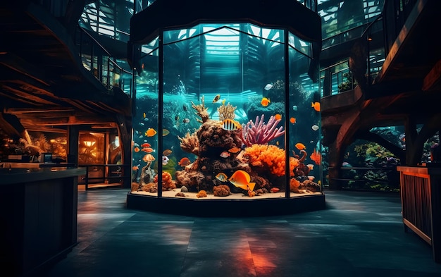 Photo a large aquarium with a fish tank inside