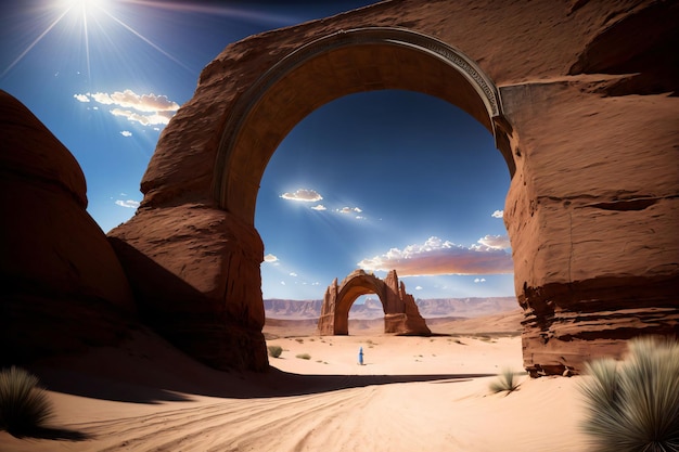 A Large Arch In The Middle Of A Desert