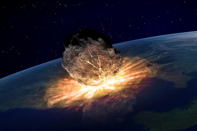 Large asteroid hitting Earth