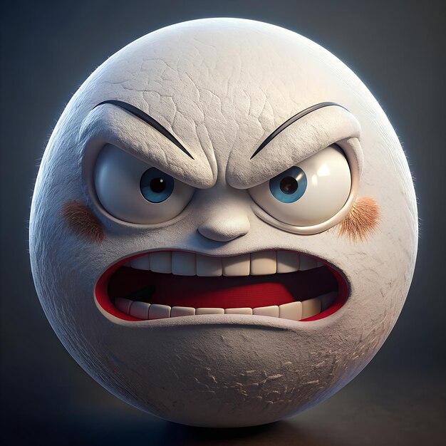 Photo a large ball with a face that has the word angry on it