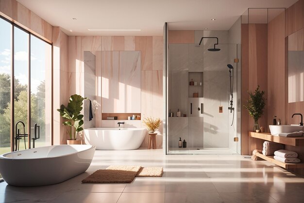 Large bathroom with shower