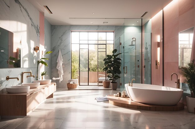 Large bathroom with shower