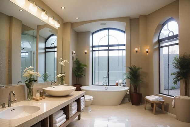 Large bathroom with shower