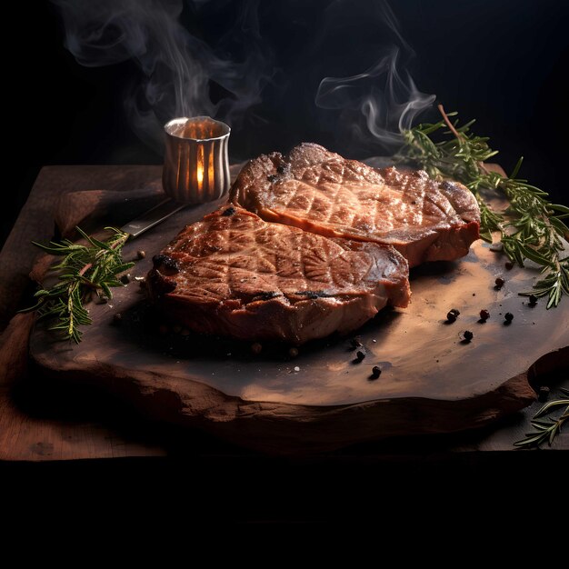 Photo a large beef steak resting on top of a board