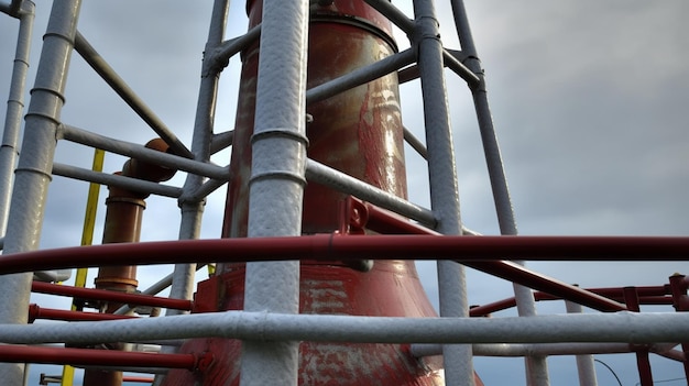 A large bell is being erected in a construction site.