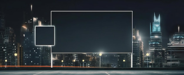 Large billboard in the city mockup at night generative ai