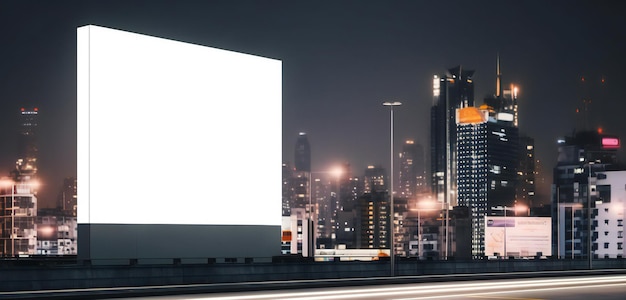 Large billboard in the city mockup at night Generative ai